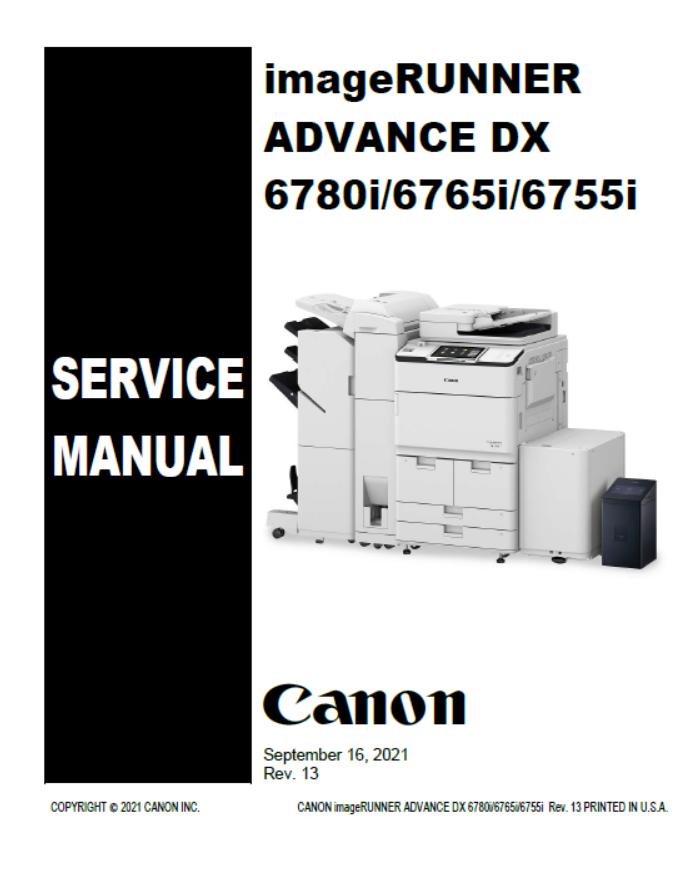 Canon imageRUNNER ADVANCE DX 6780i/6765i/6755i Service Manual