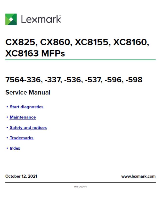 Lexmark CX825/CX860/XC8155/XC8160/XC8163 Service Manual