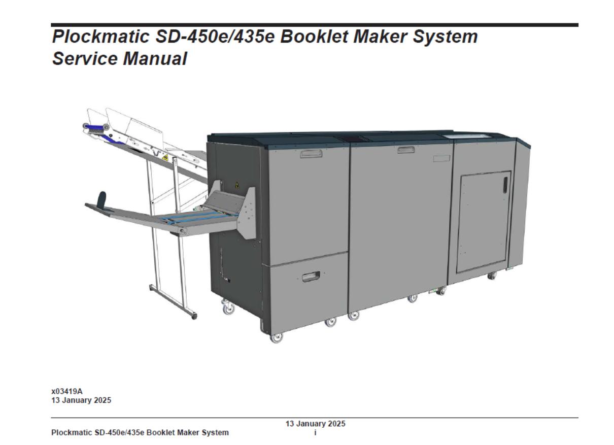 Plockmatic SD-435e/SD-450e Booklet Maker System Service Manual