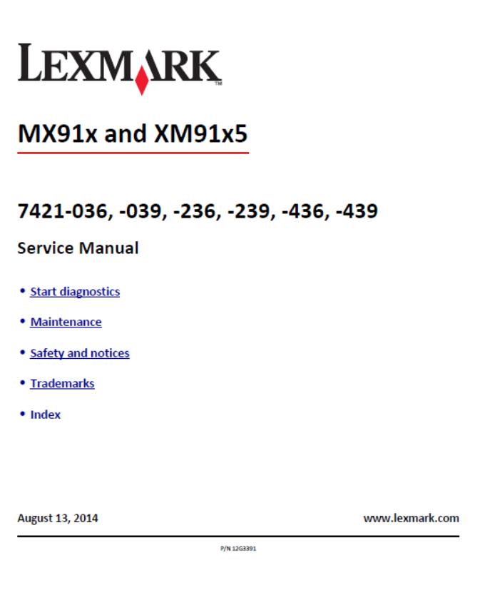 Lexmark MX910de/MX911dte/MX912dxe Service Manual