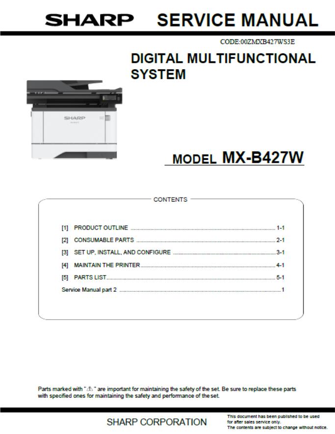 Sharp MX-B427W Service Manual