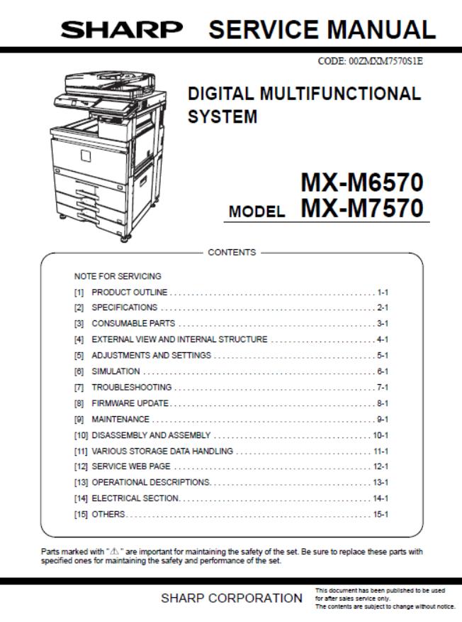 Sharp MX-M6570/MX-M7570 Service Manual