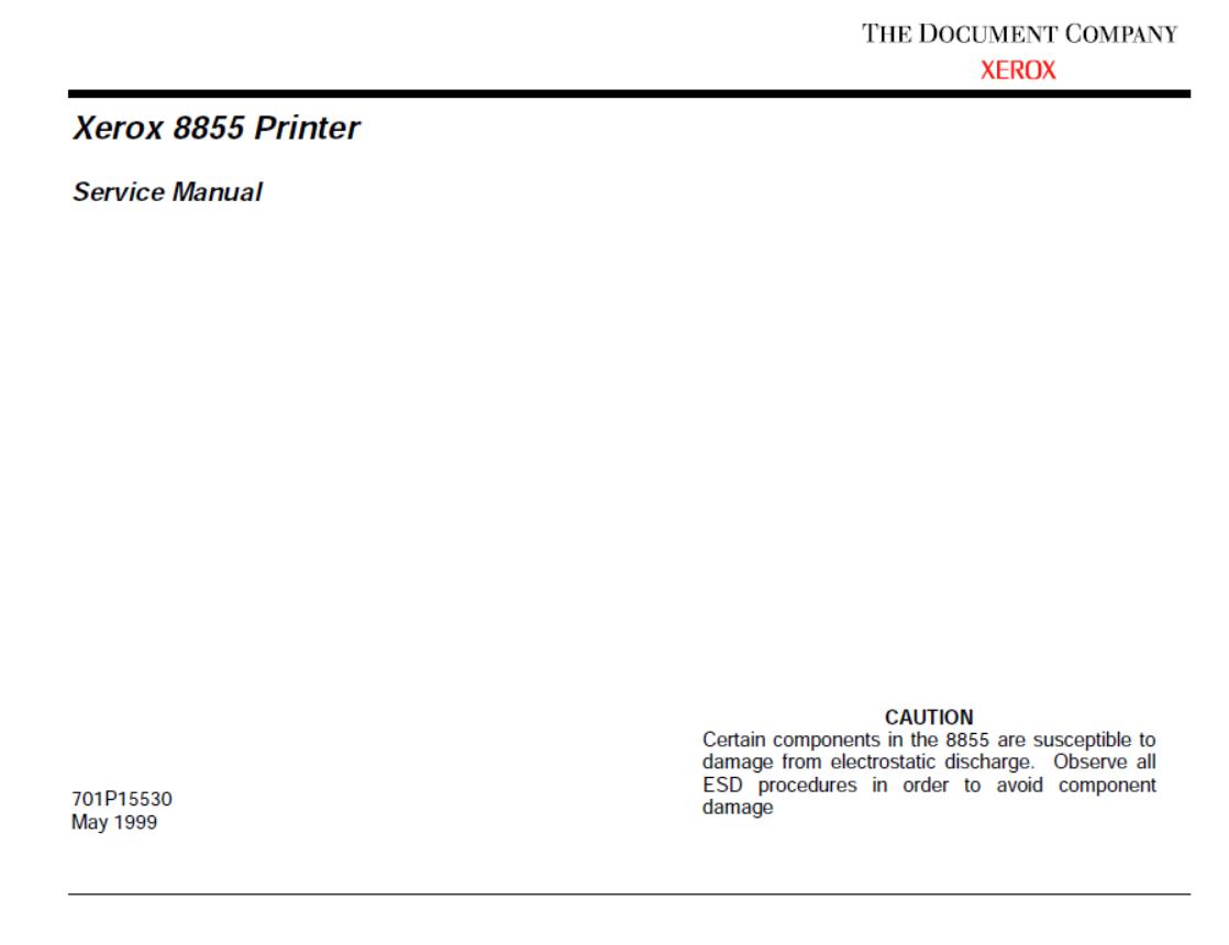 Xerox 8855 Printer Service Manual